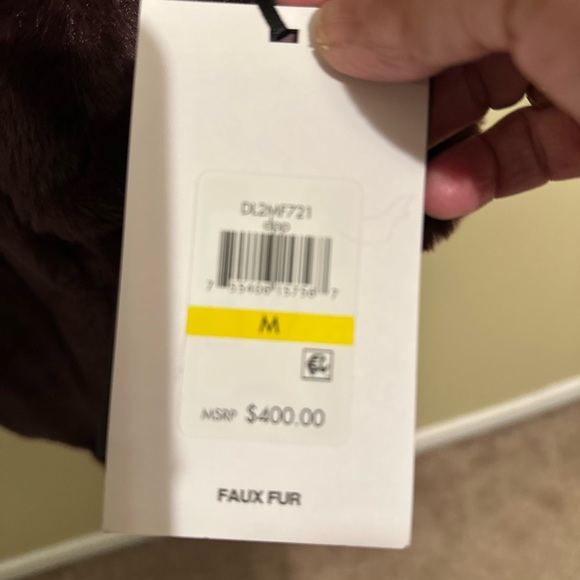 DKNY Women’s hoodies Faux Fur Coat -Deep Plum - Picture 7 of 10